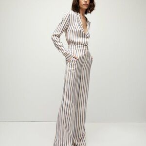 VERONICA BEARD Grigore cream, blue brown stripe Pant Size 4 NWT